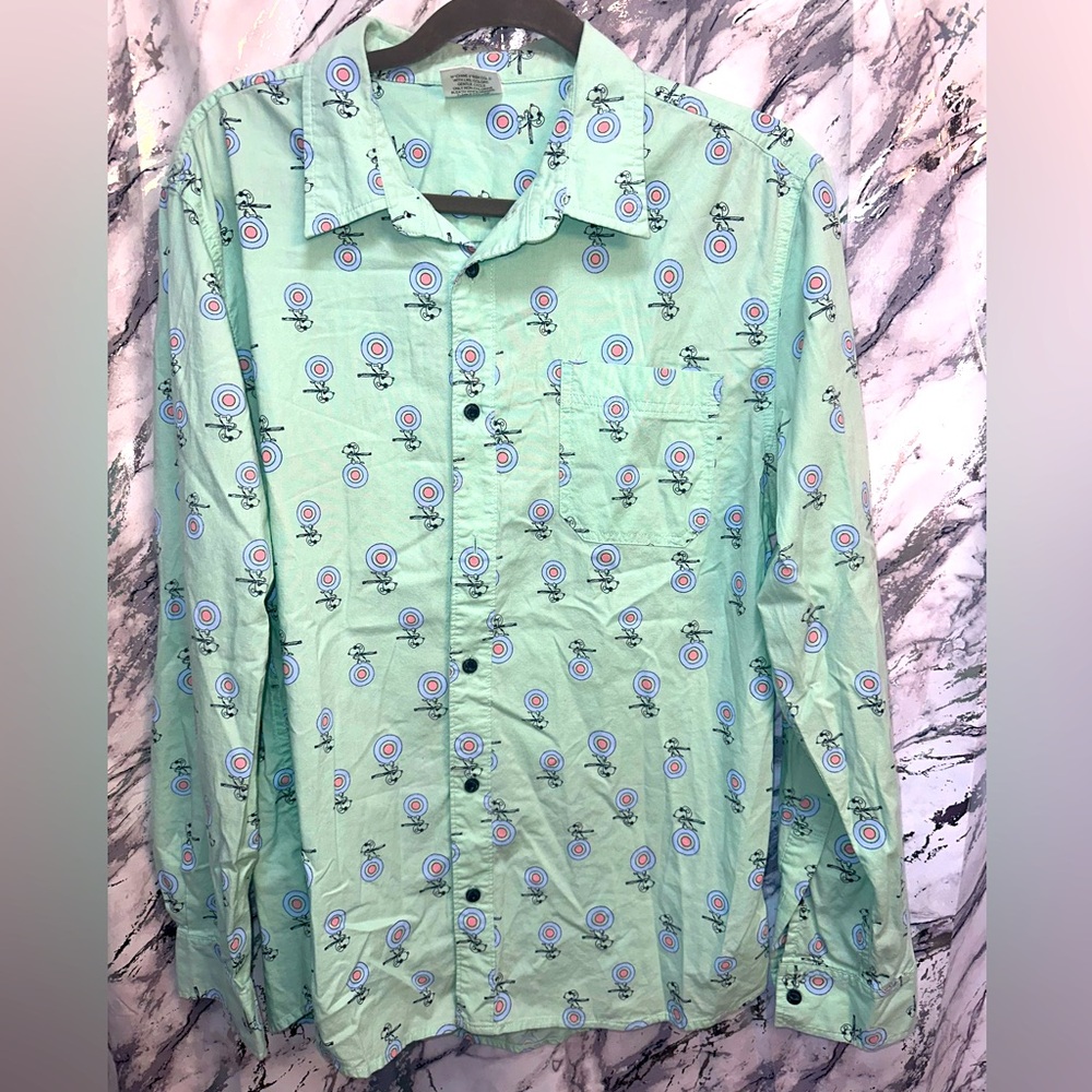 Peanuts “Snoopy” full graphic button up dress shirt Art to Wear style